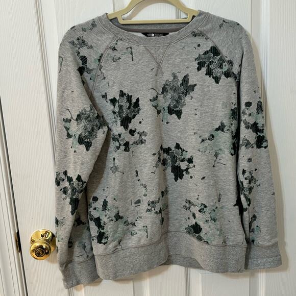 The North Face Tops - The North Face  Womens Gray Green Floral Print Casual  Sweatshirt Size Medium
